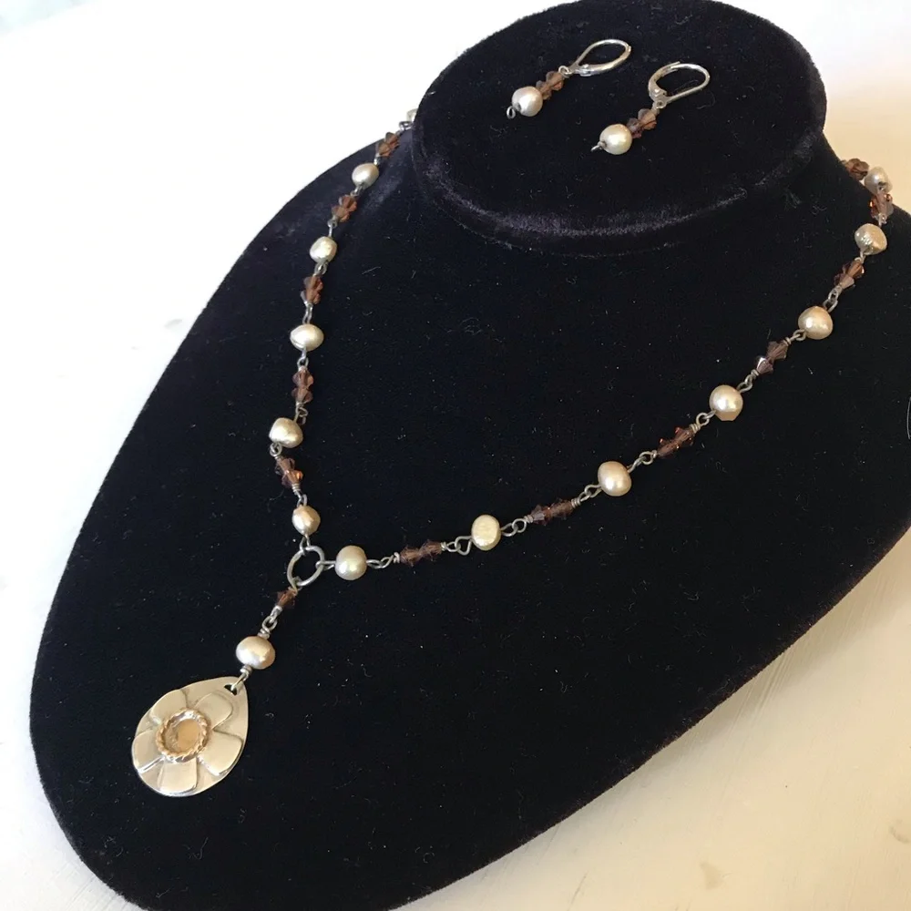 Vintage Sterling Silver Patricia O Beaded Necklace and Earrings Set - Picture 3 of 10